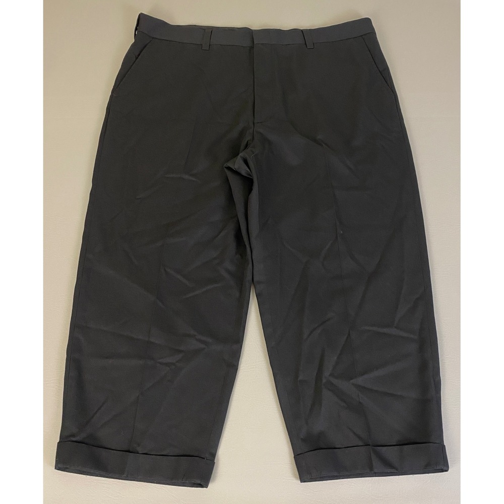 Synergy Cropped Dress Pants Men's 44x26 Black‎ Wide Leg Cuffed Hem Business